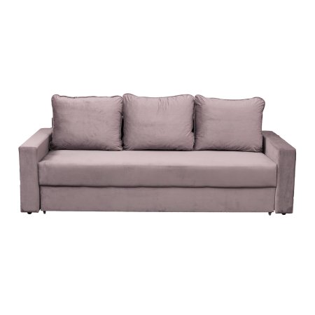 Canapea extensibila NIC220, 3 locuri, cu arcuri si lada depozitare, roz pudra, 220x85x75 cm