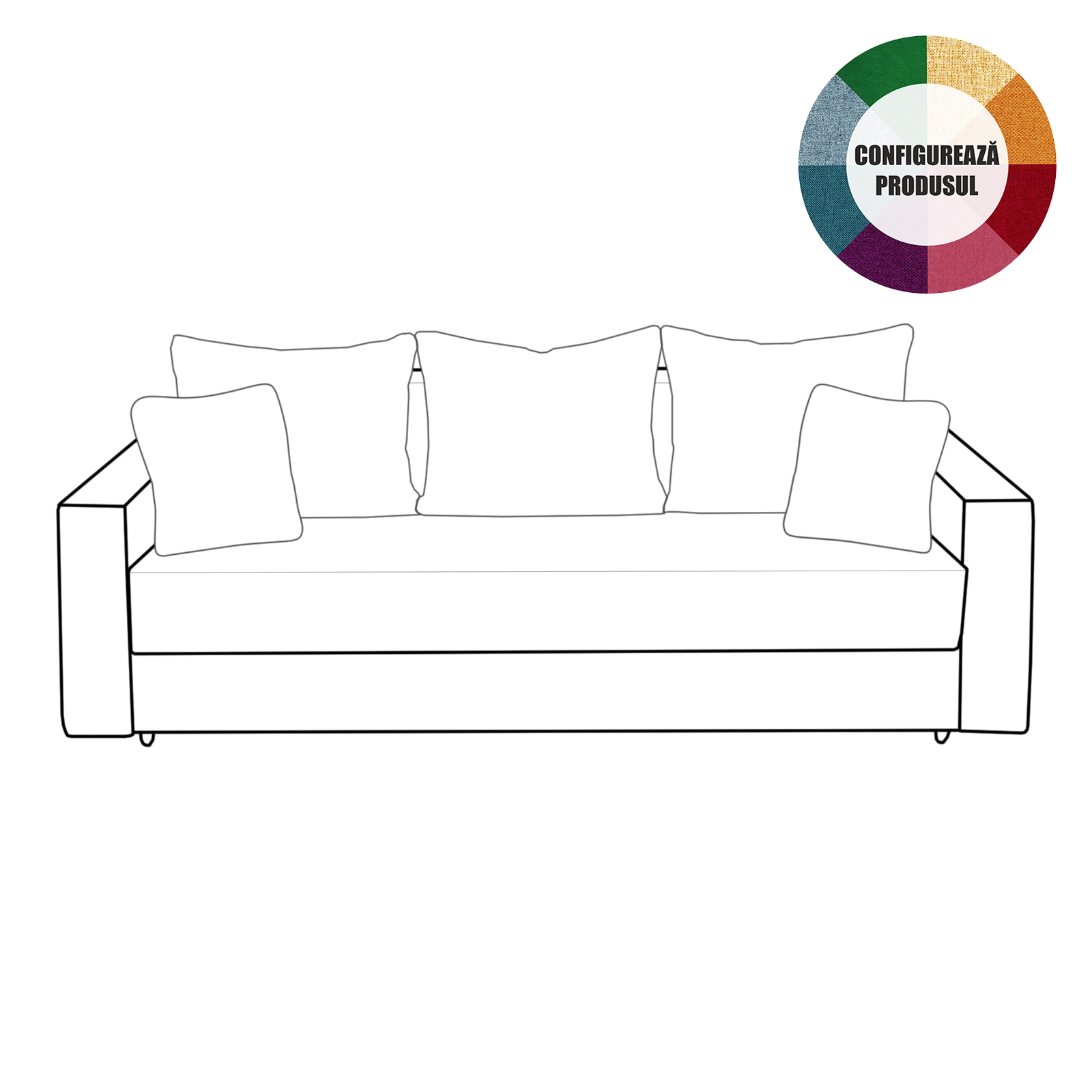 Canapea extensibila NIC220, 3 locuri, cu arcuri si lada depozitare, diverse culori Grupa 2, 220x85x75 cm