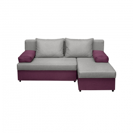 Coltar extensibil ANA200, cu lada depozitare, colt interschimbabil, mov + gri deschis, 200x140x83 cm