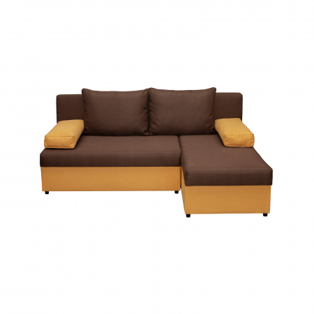 Coltar extensibil ANA200, cu lada depozitare, colt interschimbabil, galben + maro, 200x140x83 cm