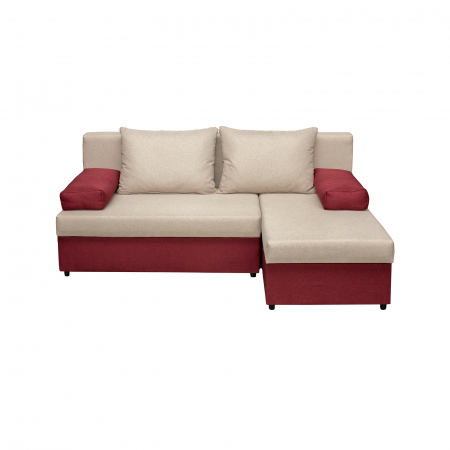 Coltar extensibil ANA200, cu lada depozitare, colt interschimbabil, rosu + bej, 200x140x83 cm