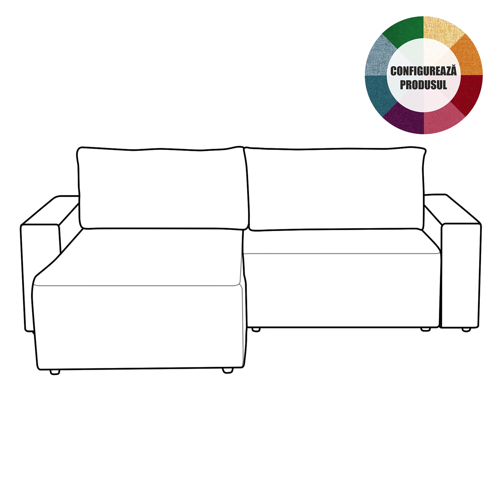Coltar extensibil DAL258, cu lada depozitare, colt interschimbabil, diverse culori Grupa 2, 258x173x90 cm
