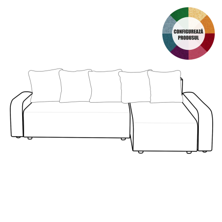 Coltar extensibil RIO, cu arcuri si lada depozitare, colt interschimbabil, diverse culori Grupa 2, 235x140x83 cm