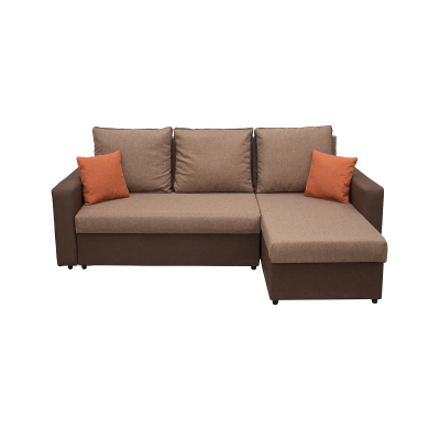 Coltar extensibil NIC225, cu lada depozitare, colt interschimbabil, maro inchis + maro deschis, 225x145x82 cm