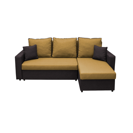 Coltar extensibil NIC225, cu lada depozitare, colt interschimbabil, gri inchis + galben, 225x145x82 cm