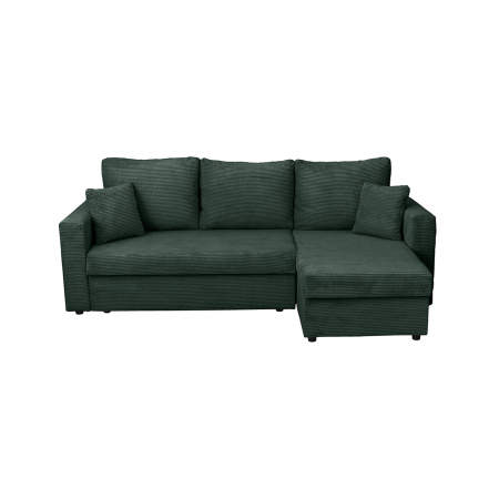 Coltar extensibil NIC225 LUX, cu lada depozitare, colt interschimbabil, verde smarald, 225x145x82 cm