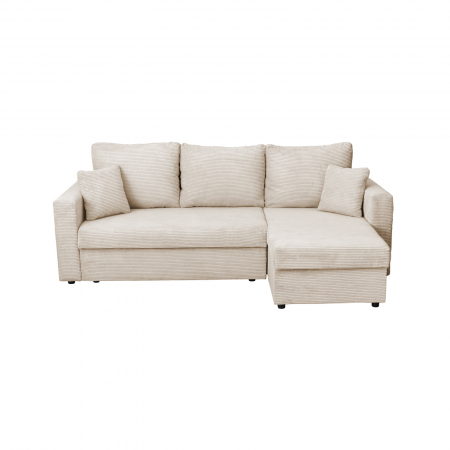 Coltar extensibil NIC225 LUX, cu lada depozitare, colt interschimbabil, bej, 225x145x82 cm