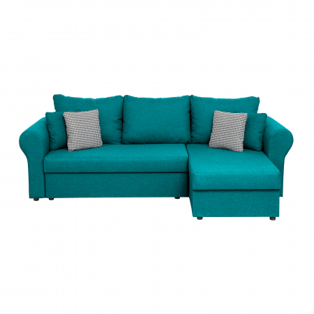 Coltar extensibil SAR248, cu lada depozitare, colt interschimbabil, turcoaz + print MZ mini bleu, 248x143x83 cm