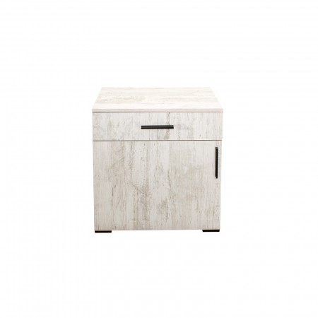 Comoda ECONO, 1 usa si 1 sertar, pin antichizat, 60x40x64,5 cm