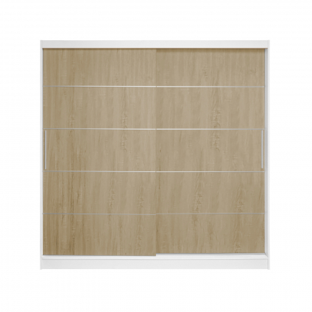 Dulap CORFU 03, usi glisante, corp alb + usi somona, 200x60x200 cm