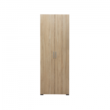 Dulap CORINNE, 2 usi, 1 raft, bara de haine, sonoma deschis, cant sonoma inchis, 80x50x188 cm