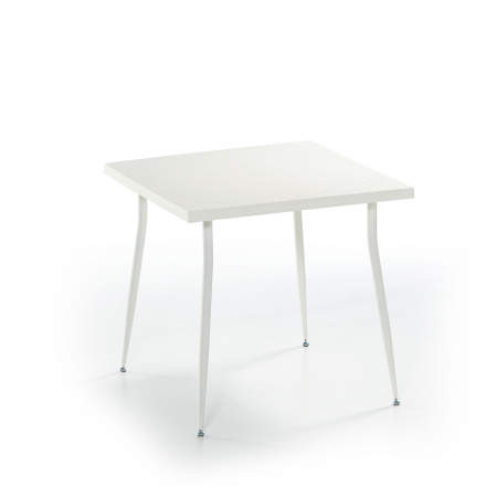 Masa de gradina CARMEN, model ratan, alb, 80x80 cm