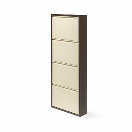Pantofar Quarter, cu 4 rafturi, maro + crem, 55x15x137 cm