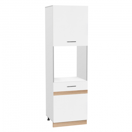 Soldat 60 cu gol cuptor YANA, 2 usi, corp alb, fronturi alb + sonoma, 60x60x200 cm