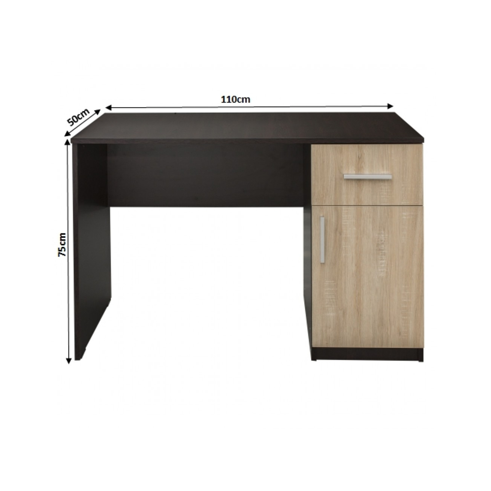 Birouri - Birou 110 ALMA, cu usa si sertar, sonoma deschis, 110x50x75 cm - ExpoMob