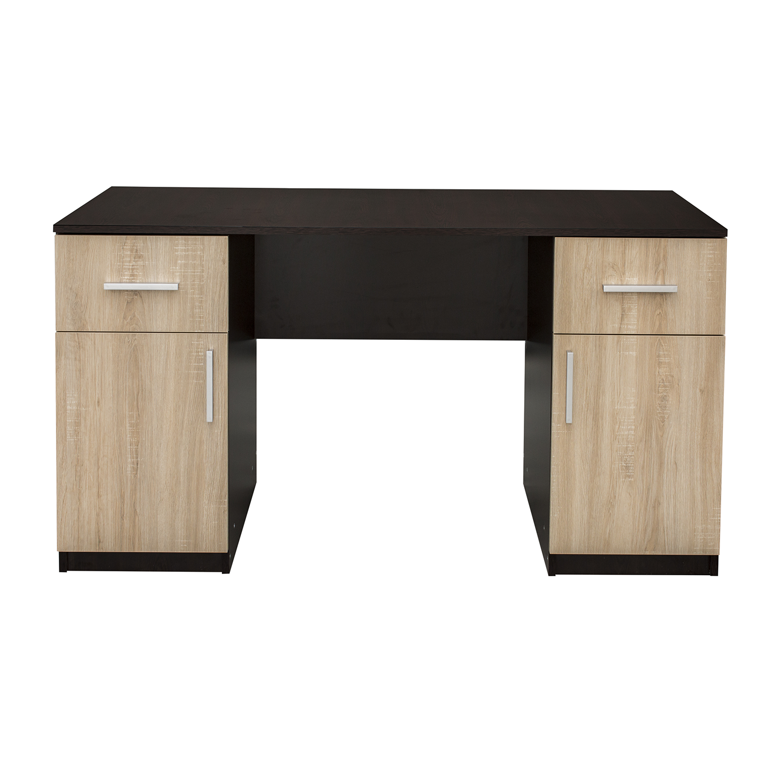 Birouri - Birou ALMA, cu 2 sertare si 2 usi, sonoma inchis + sonoma deschis, 135x50x75 cm - ExpoMob