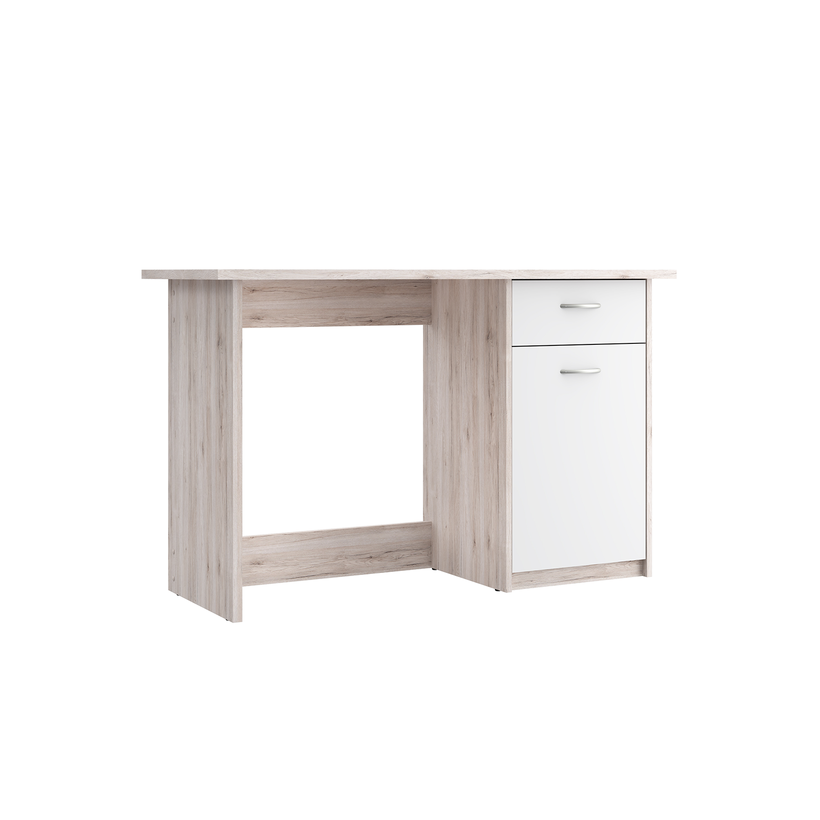 Birouri - Birou BALIOS - BOSB211-T19, stejar nisipiu + alb, 123x50x77,7 cm - ExpoMob
