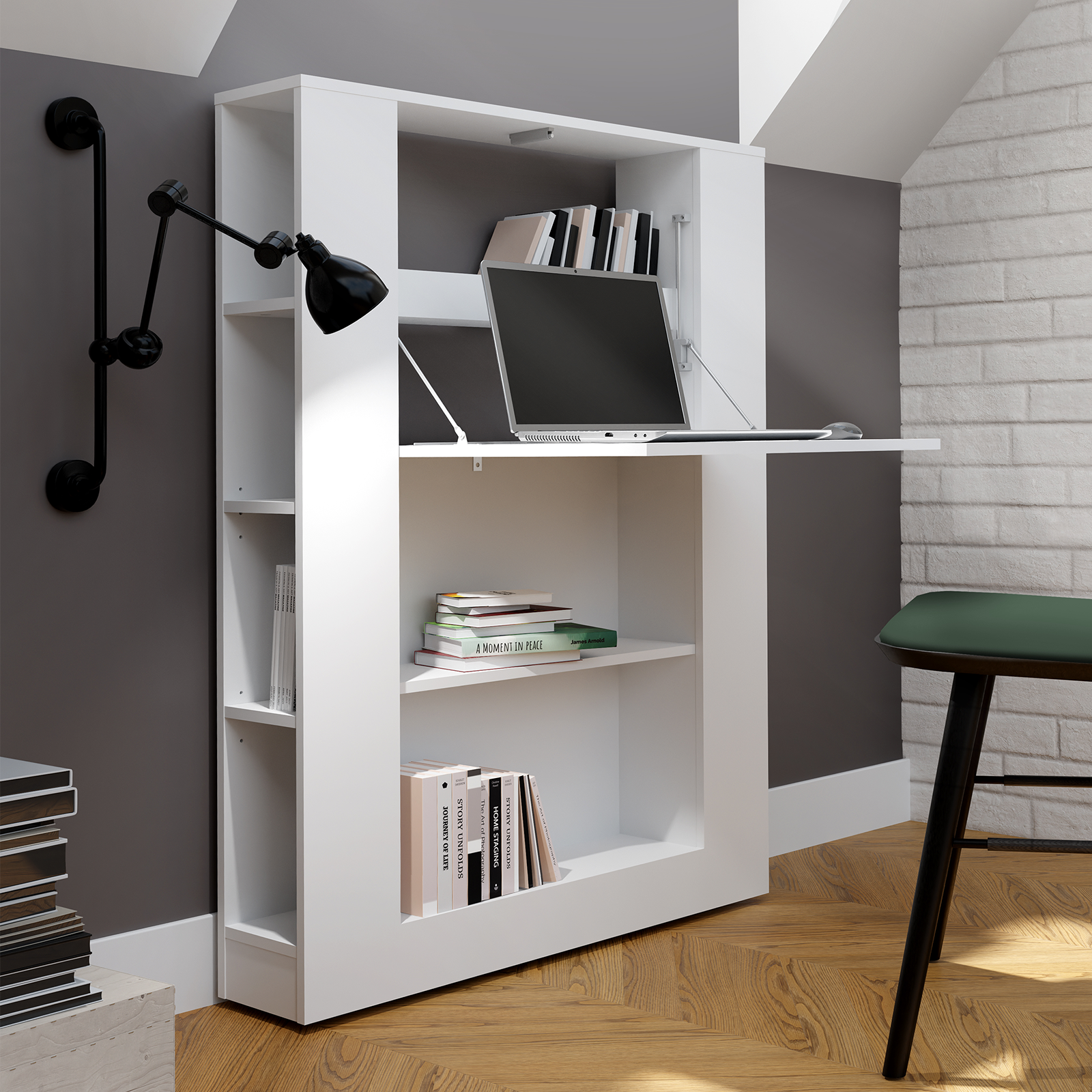 Birouri - Birou multifunctional MFF2004-L120 - alb, 88,2x18,6x120,8 cm - ExpoMob