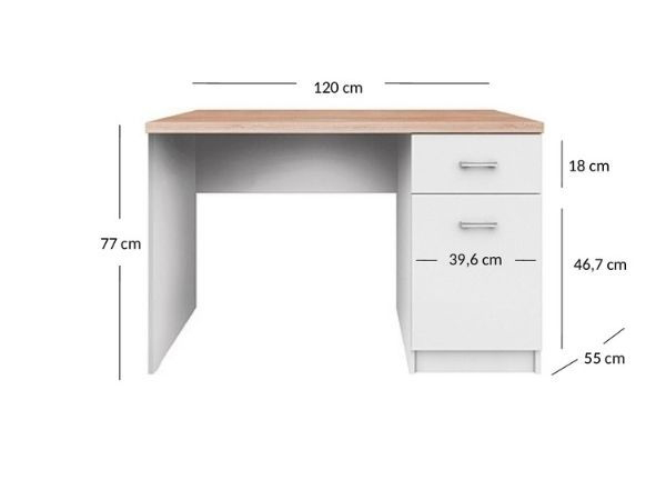 Birouri - Birou TOP MIX, 1 usa, 1 sertar, alb, 120x55x77 cm
