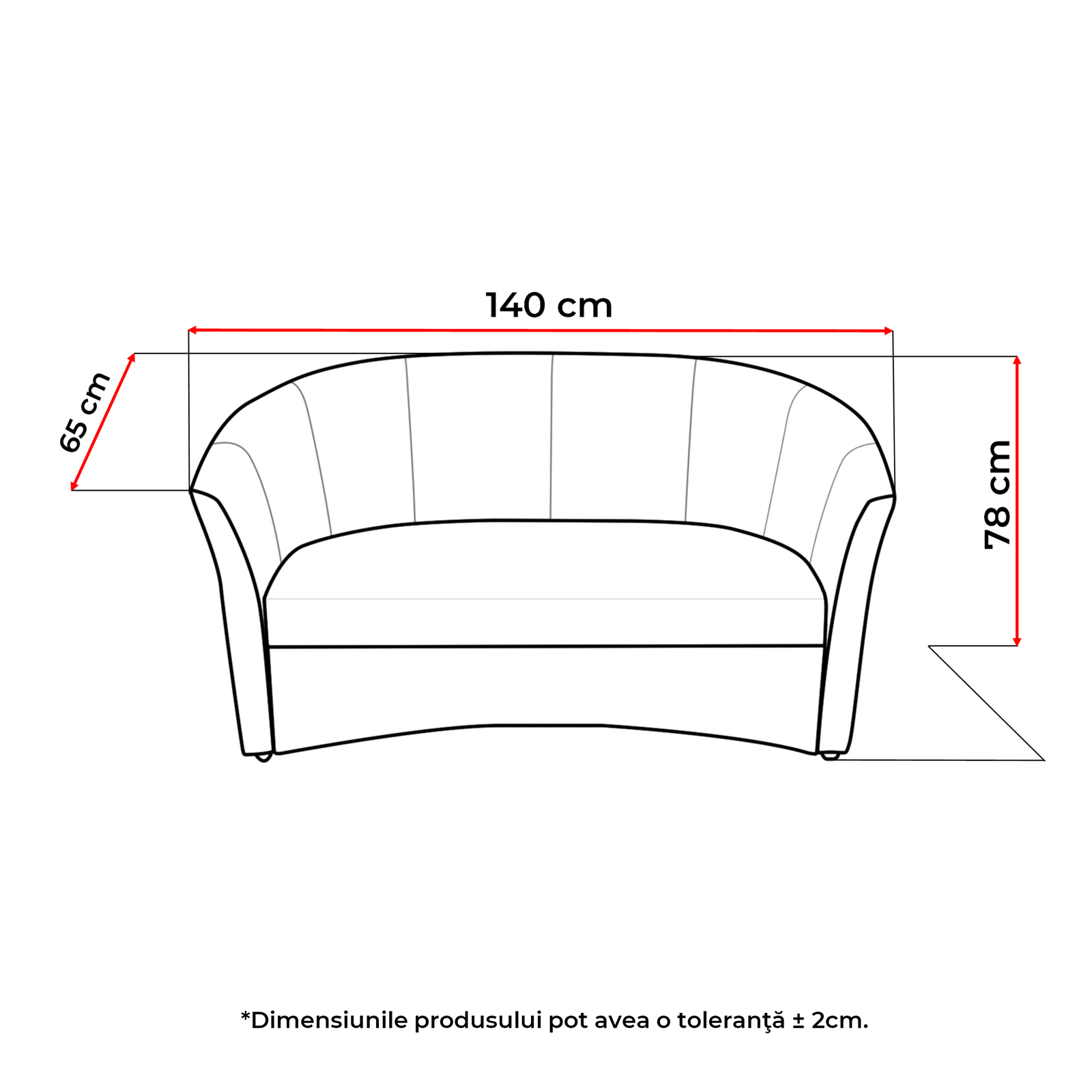 Colectia Cafenea - Canapea fixa CAF145 PRINT, 2 locuri, 140x65x78 cm - ExpoMob