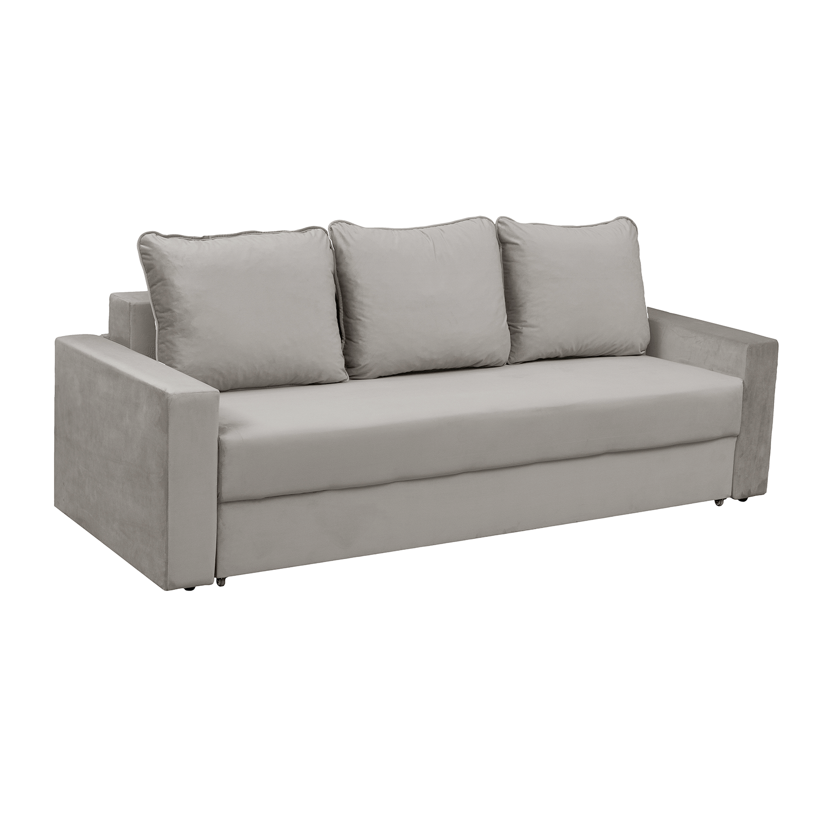 Canapele Clasice - Canapea extensibila NIC220, 3 locuri, cu arcuri si lada depozitare, bej, 220x85x75 cm