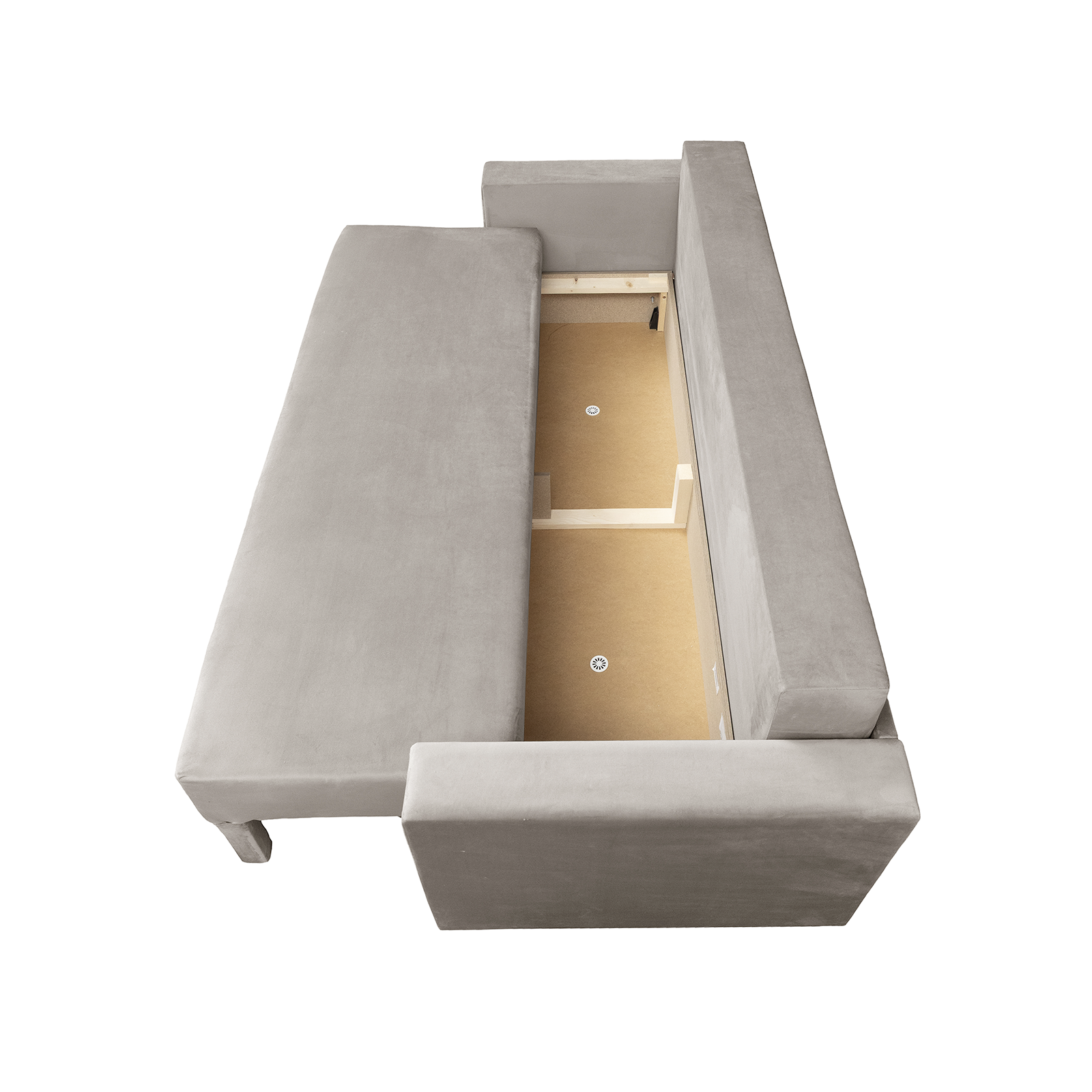 Canapele Clasice - Canapea extensibila NIC220, 3 locuri, cu arcuri si lada depozitare, bej, 220x85x75 cm