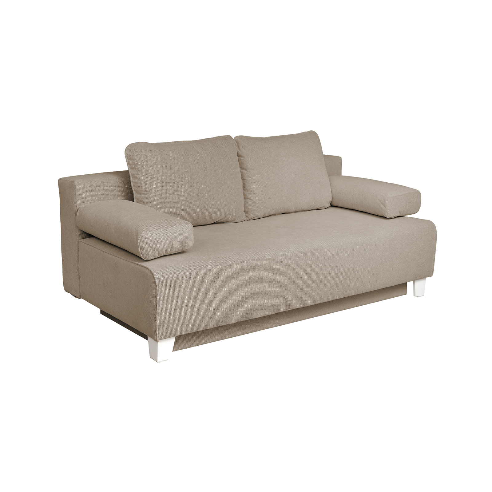 Canapele Clasice - Canapea extensibila YAS190, 3 locuri, cu arcuri si lada depozitare, crem, 190x100x90 cm