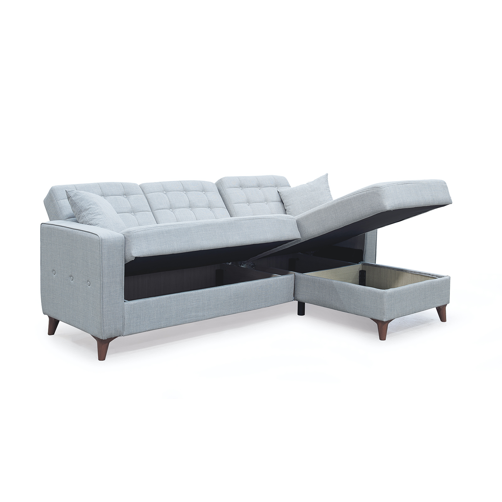 Coltare - Coltar LUCIANO extensibil, cu lada depozitare, colt interschimbabil, gri, 230x145x80 cm - Expomob