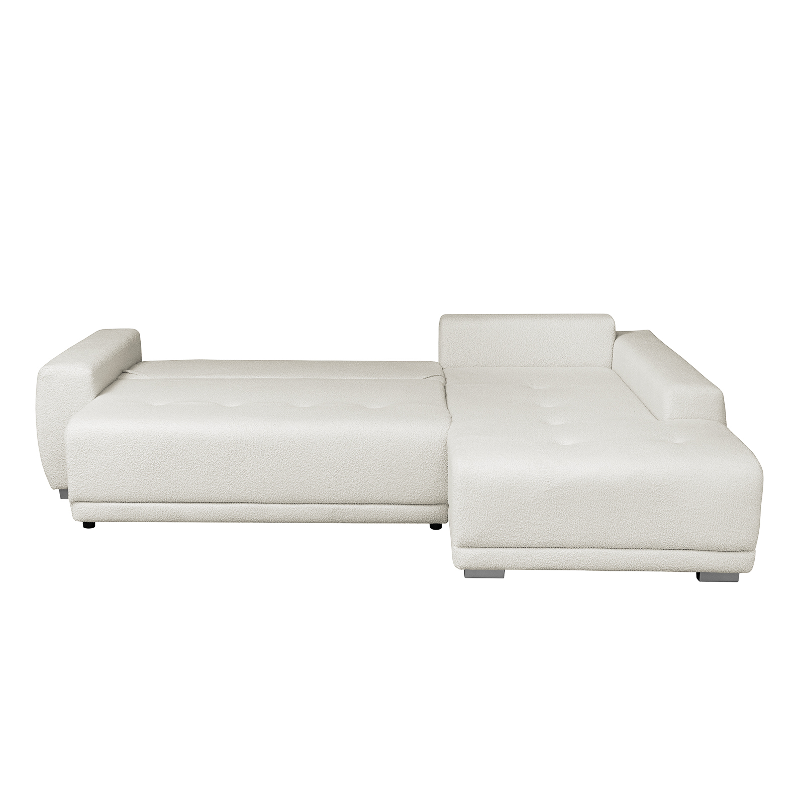Coltare Clasice - Coltar extensibil MARL282 BUCLE, cu arcuri si lada depozitare, colt dreapta, crem, 282x204x92 cm