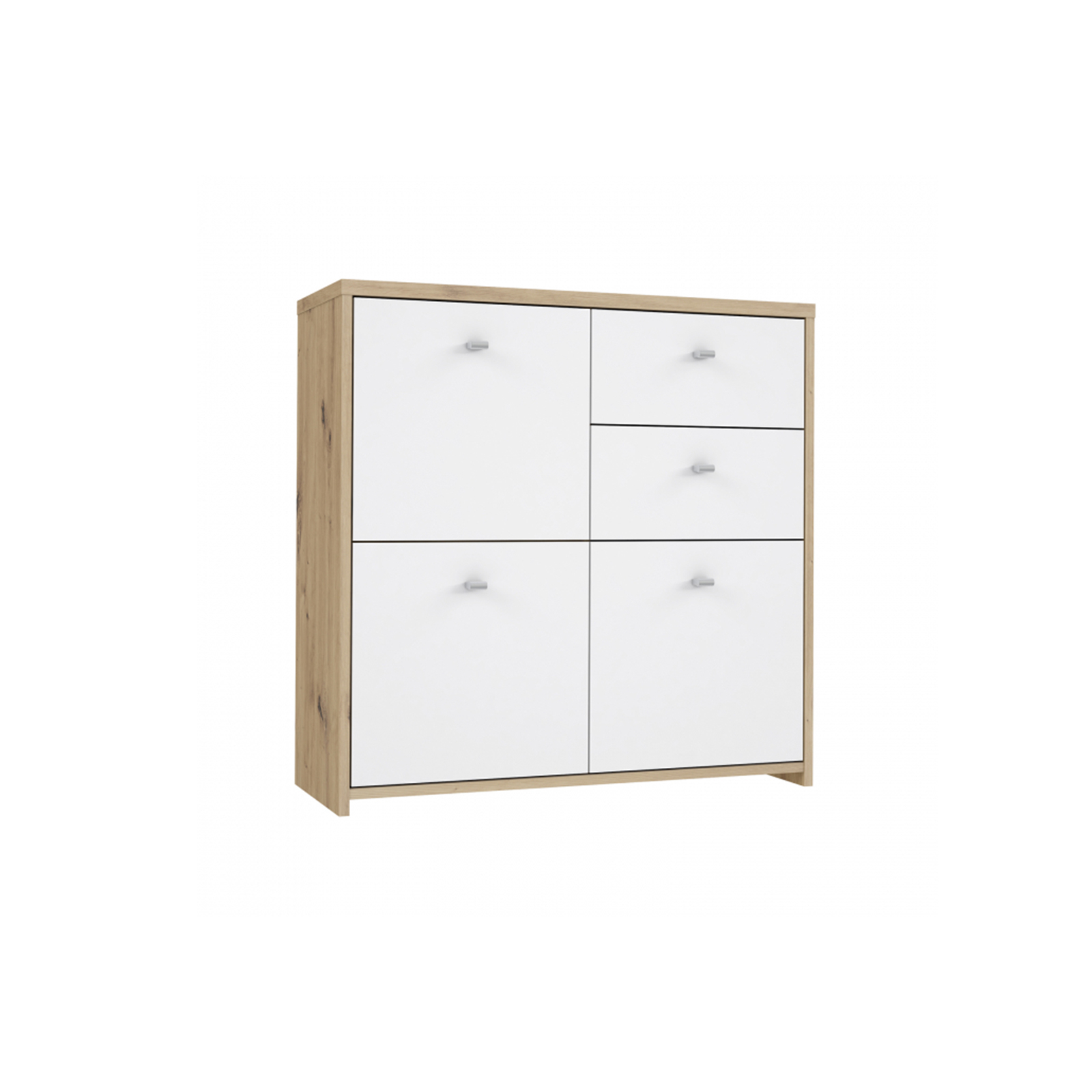 Mobila Alba - Comoda BEST CHEST SQNK223, 3 usi, 2 sertare, 77x77x29 cm - ExpoMob