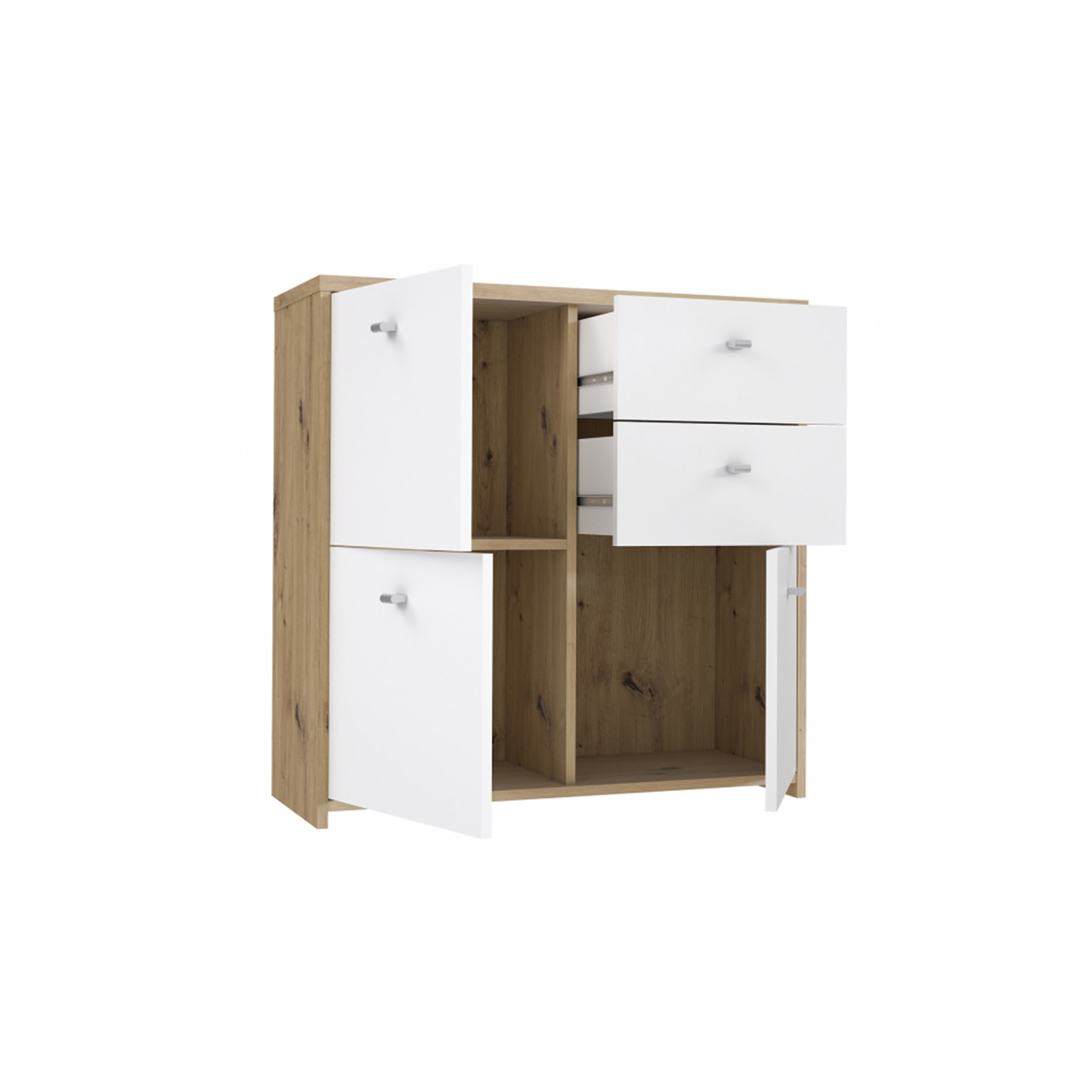 Mobila Alba - Comoda BEST CHEST SQNK223, 3 usi, 2 sertare, 77x77x29 cm - ExpoMob