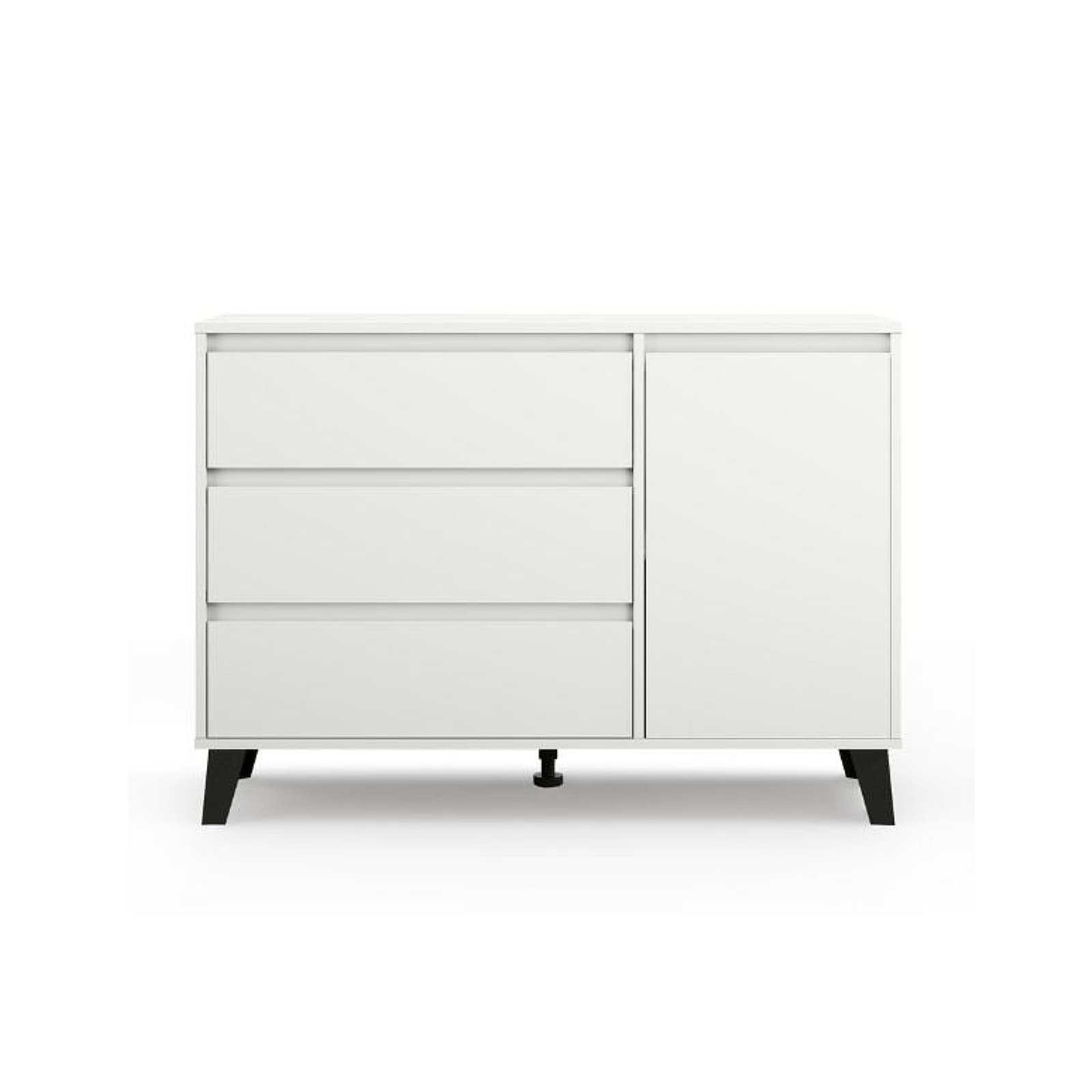 Comode - Comoda BORG, 1 usa, 3 sertare, alb, 110x38,8x78,4 cm
