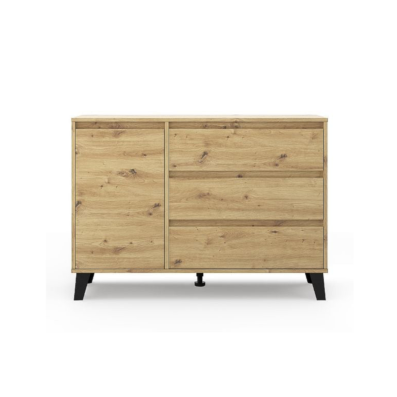 Colectia BORG - Comoda BORG, 1 usa si 3 sertare, stejar artisan, 110x38,8x78,4 cm