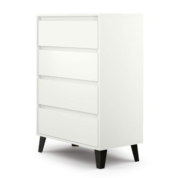 Comode - Comoda BORG, 4 sertare, alb, 70x38,8x99,4 cm