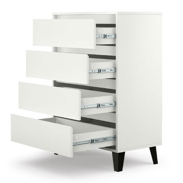 Comode - Comoda BORG, 4 sertare, alb, 70x38,8x99,4 cm