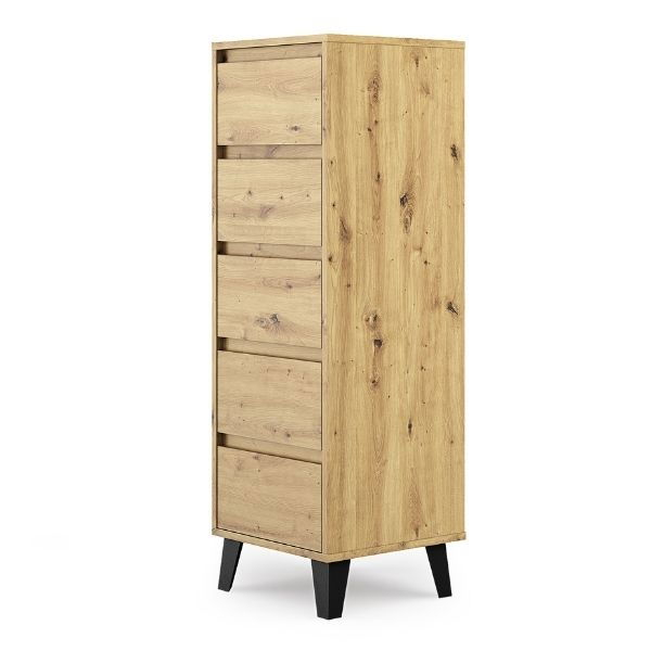 Comode - Comoda BORG, 5 sertare, stejar artisan, 40x38,8x120,4 cm