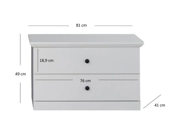Colectia BRANDSON - Comoda BRANDSON, 2 sertare, alb, 81x41x49 cm