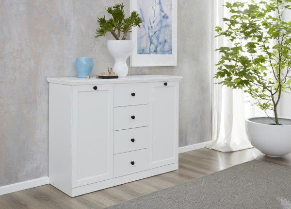 Colectia BRANDSON - Comoda BRANDSON, 2 usi, 4 sertare, alb, 119x41x88 cm