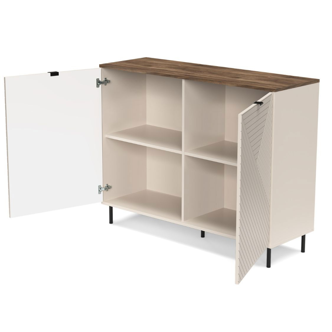 Colectia EVO - Comoda EVO, 2 usi, casmir + stejar castello, 123,4x40x95,4 cm