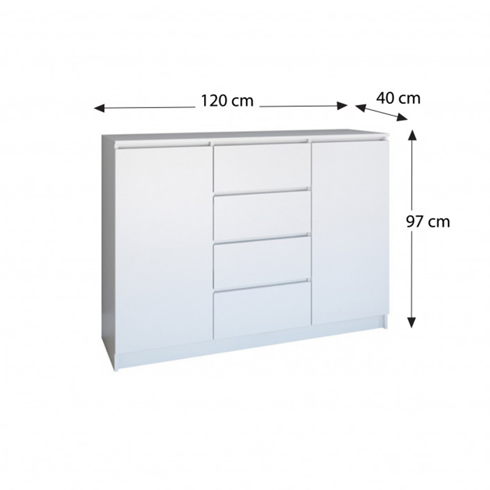 Comode - Comoda FLORA, 2 usi, 4 sertare, 120x40x97 cm - ExpoMob
