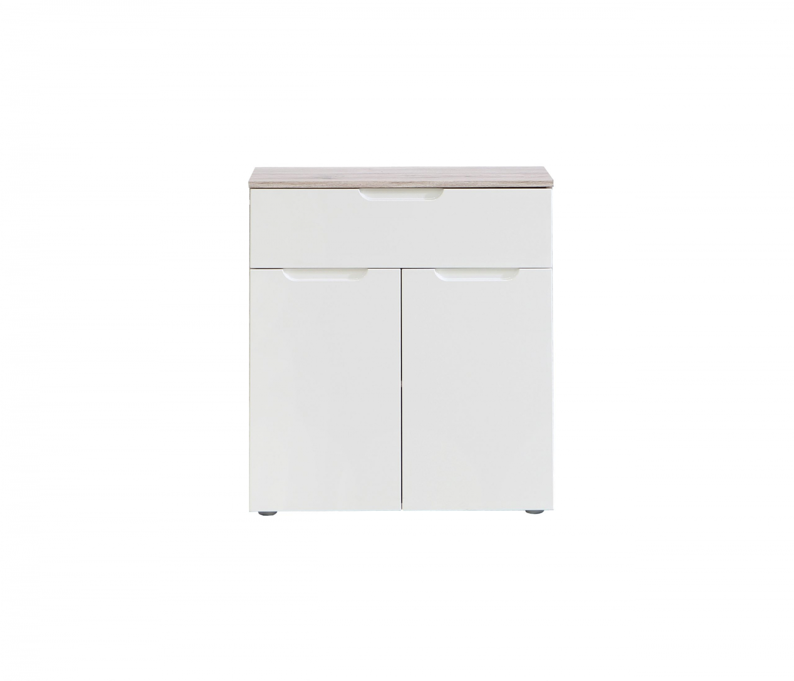 Mobila Alba - Comoda Moreno OREK221-P94, corp sherwood, fronturi alb, 70x34x80 cm - ExpoMob