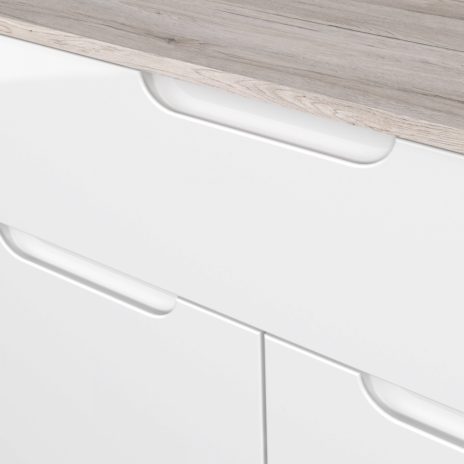 Mobila Alba - Comoda Moreno OREK221-P94, corp sherwood, fronturi alb, 70x34x80 cm - ExpoMob