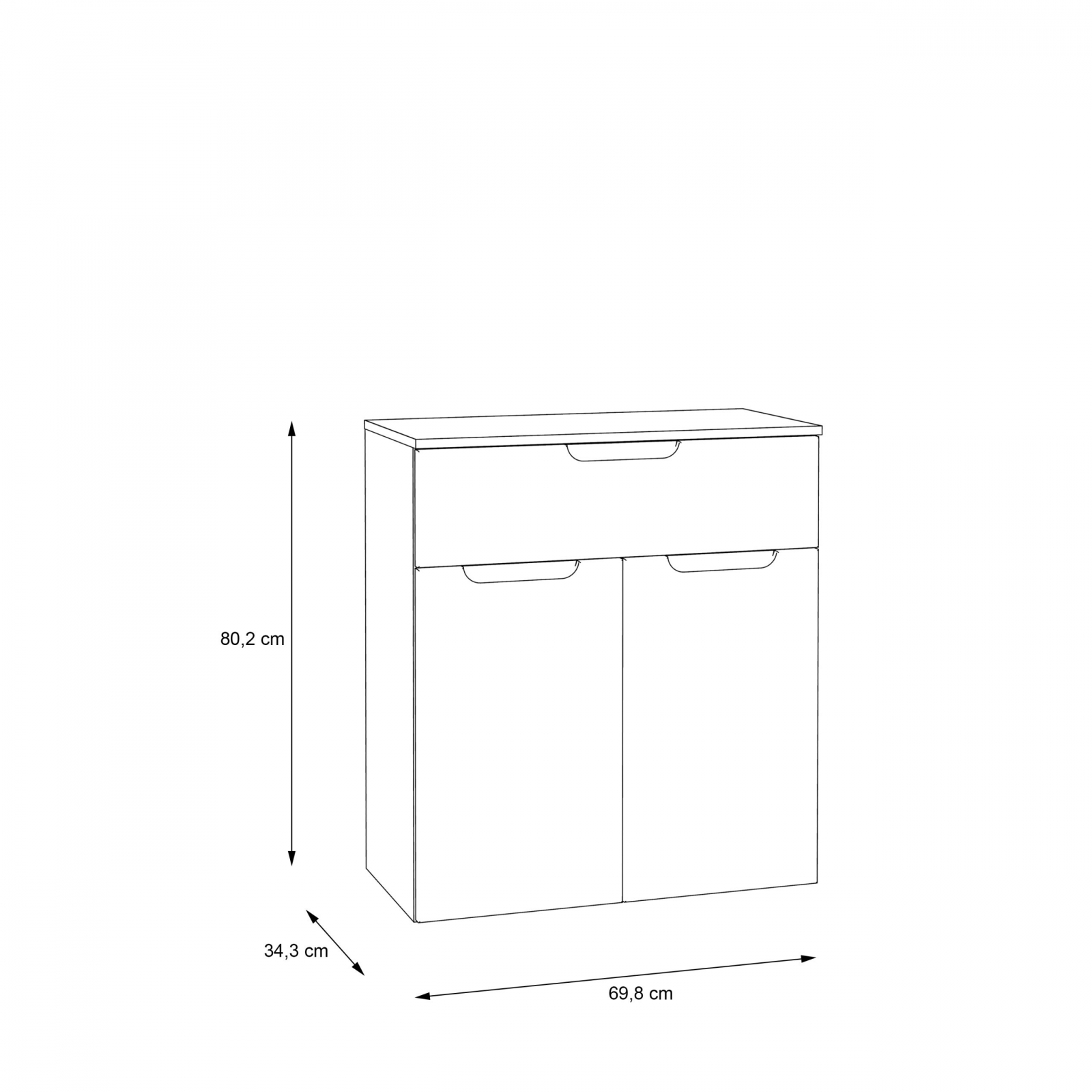 Mobila Alba - Comoda Moreno OREK221-P94, corp sherwood, fronturi alb, 70x34x80 cm - ExpoMob
