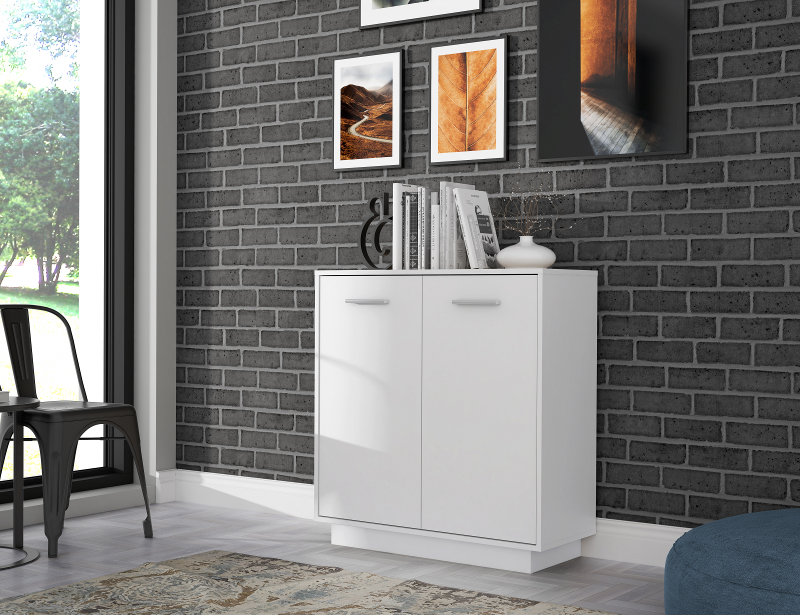 Mobila Alba - Comoda NTU221-120, 2 usi, alb, 70x34x80 cm - ExpoMob