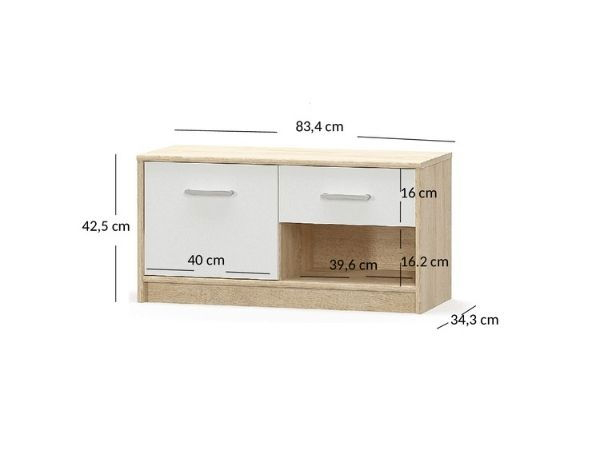 Colectia TIPS - Comoda TIPS, 1 usa, 1 sertar, stejar sonoma + alb, 83,4x34,3x42,5 cm