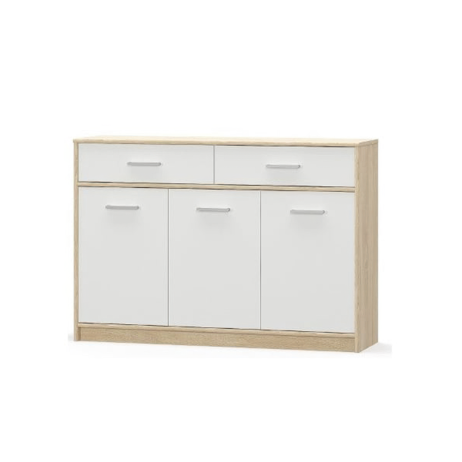Colectia TIPS - Comoda TIPS, 3 usi, 2 sertare, stejar sonoma + alb, 123,2x34,3x85,5 cm