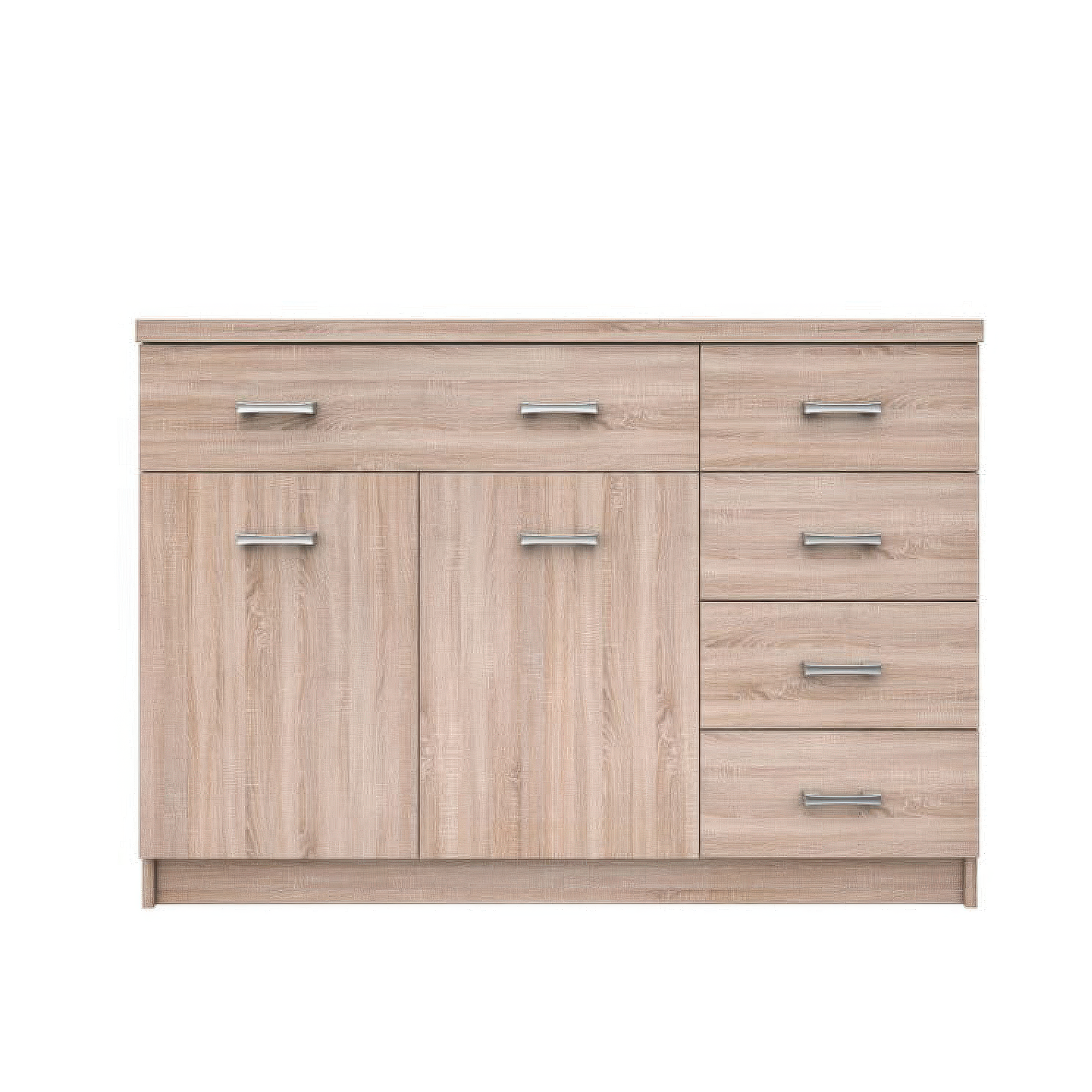 Colectia TOP MIX - Comoda TOP MIX, 2 usi, 5 sertare, stejar sonoma, 120x33x85 cm