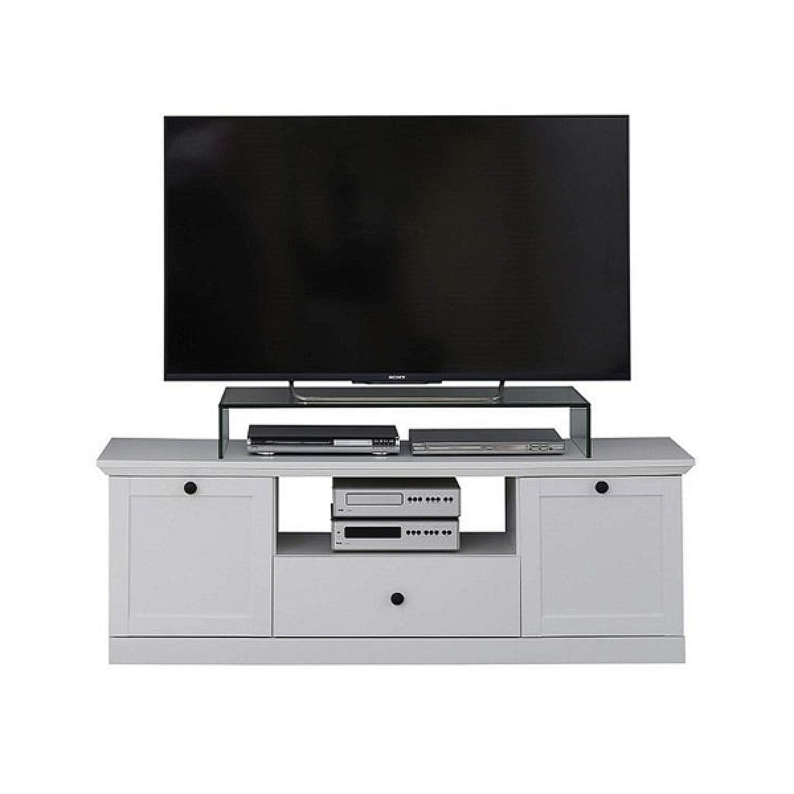 Colectia BRANDSON - Comoda TV BRANDSON, 2 usi, 1 sertar, alb, 139x41x49 cm