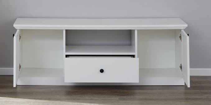Colectia BRANDSON - Comoda TV BRANDSON, 2 usi, 1 sertar, alb, 139x41x49 cm