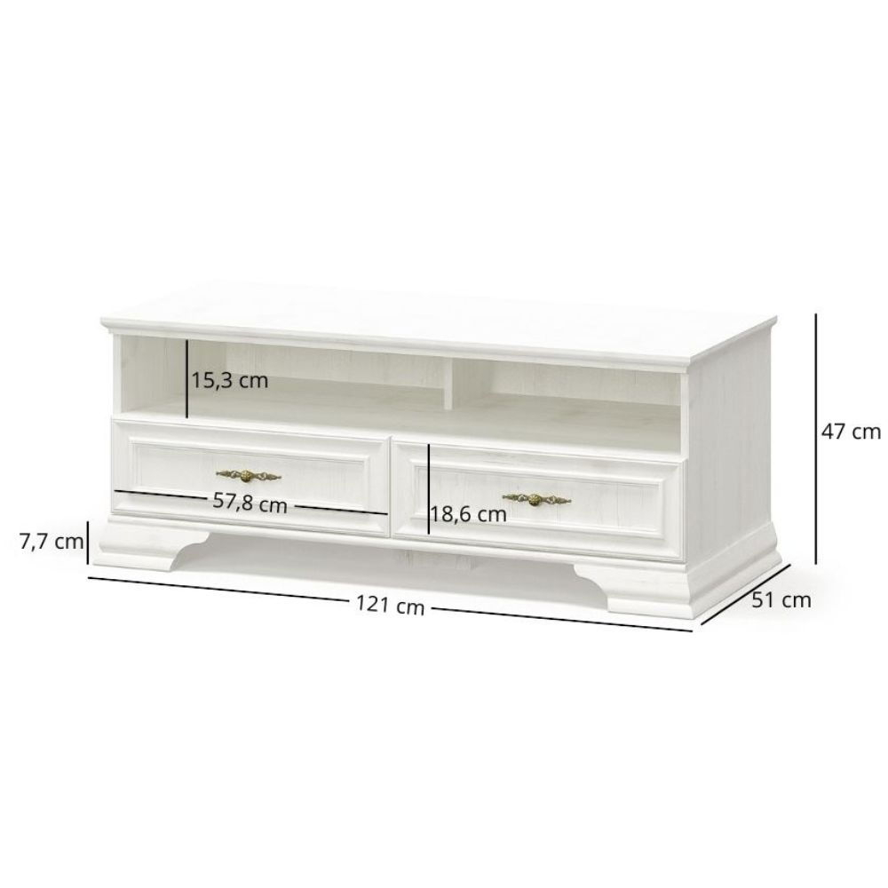 Colectia IRYS - Comoda TV IRYS, 2 sertare, pin anderson, 121x51x47 cm